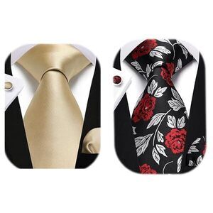5124 Champagne Ties Solid Classic Formal Black Tie Satin Silk Classy Red